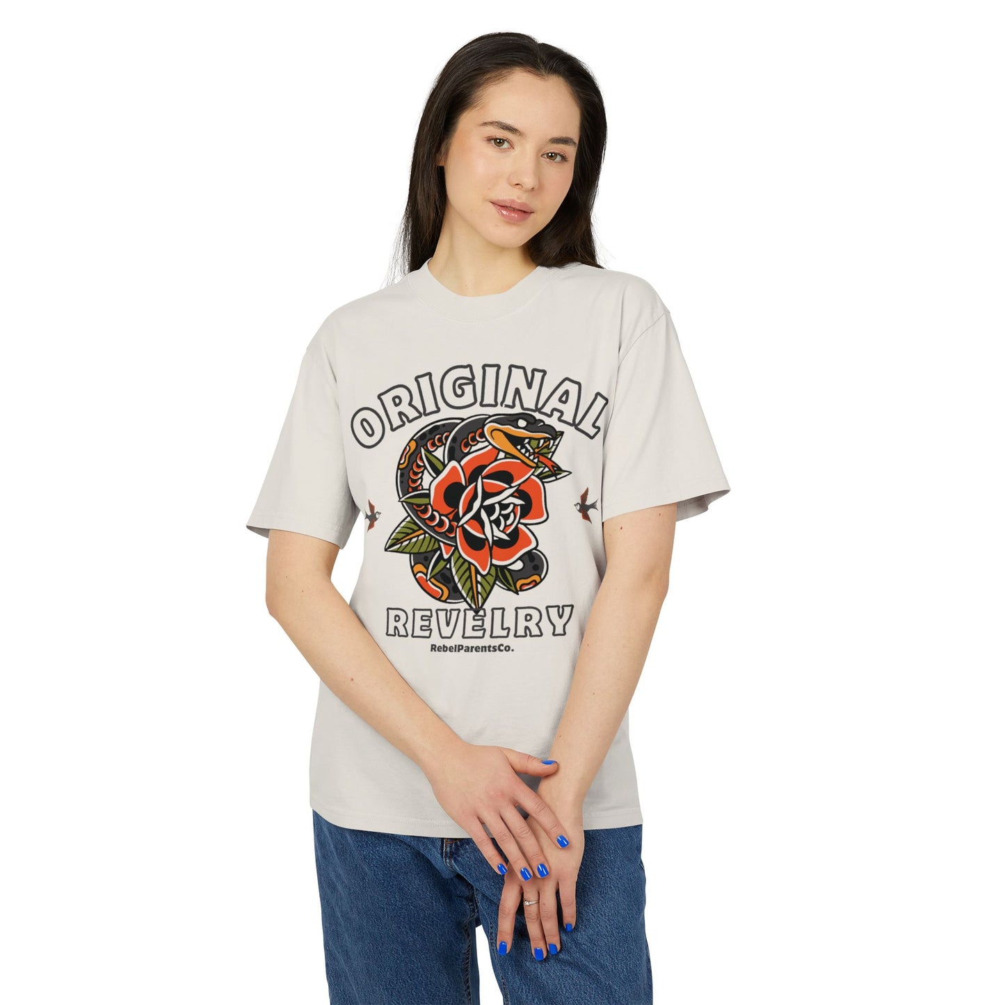 ORIGINAL REVELRY FADED BONE TEE — RIOT & ROSES