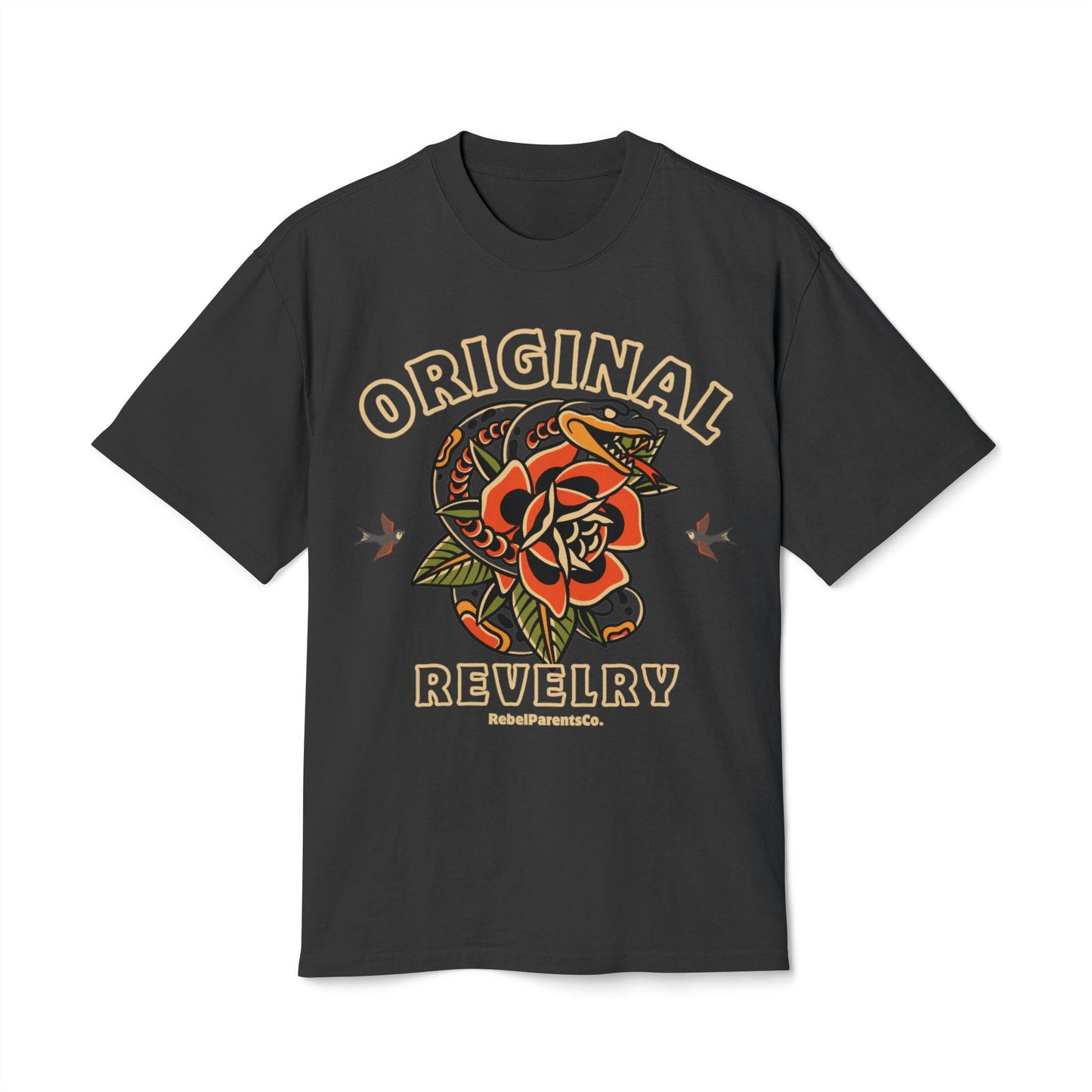 ORIGINAL REVELRY FADED BLACK TEE — RIOT & ROSES