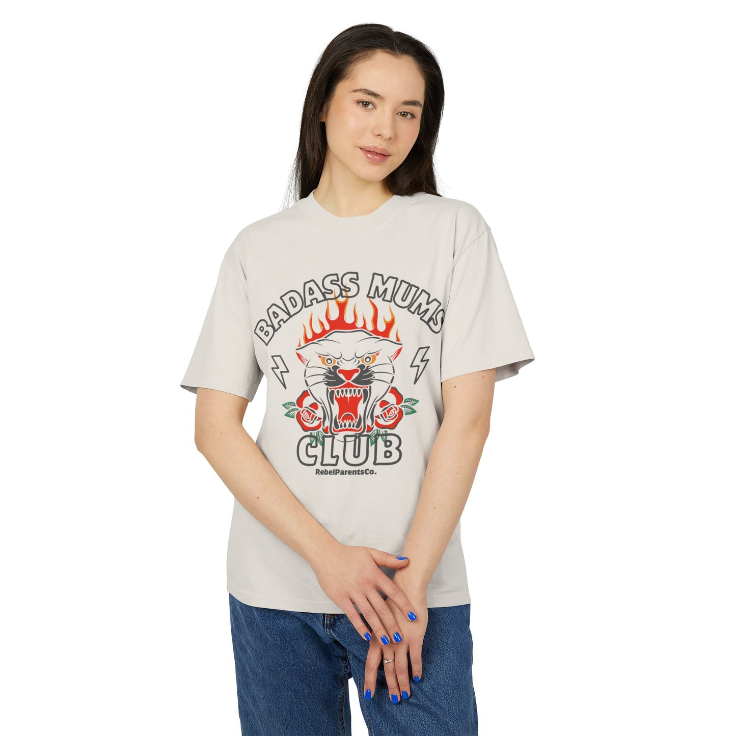 BADASS MUMS CLUB BONE TEE — MOTHERHOOD UNCHAINED