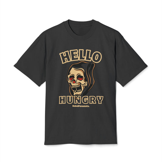 HELLO HUNGRY FADED BLACK TEE — HI HUNGRY, I'M DAD (Now Go Clean Your Room)